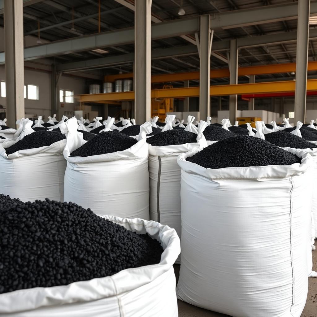 Big bags con carbón granulado listos para exportación