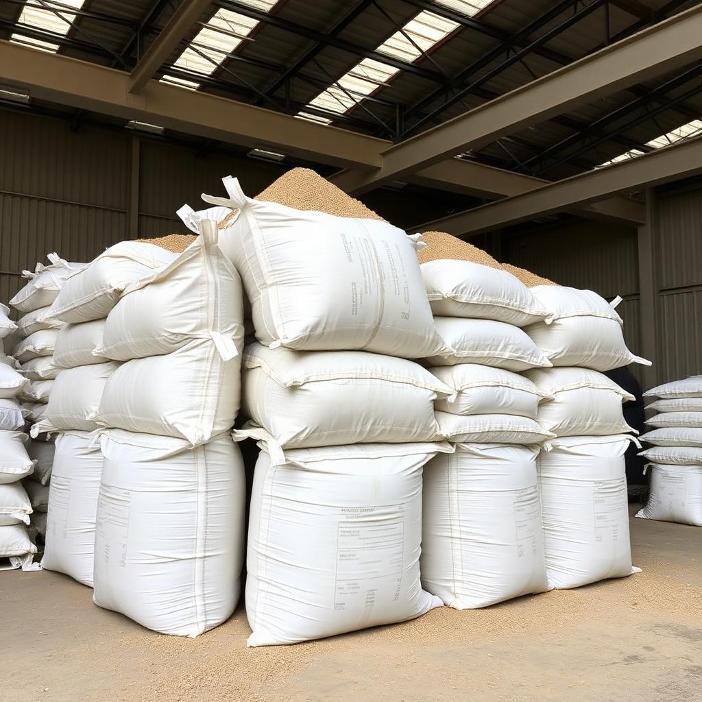Big bags con carbón molido y minerales pulverizados